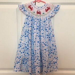 Smocked crab dress by Rosalina